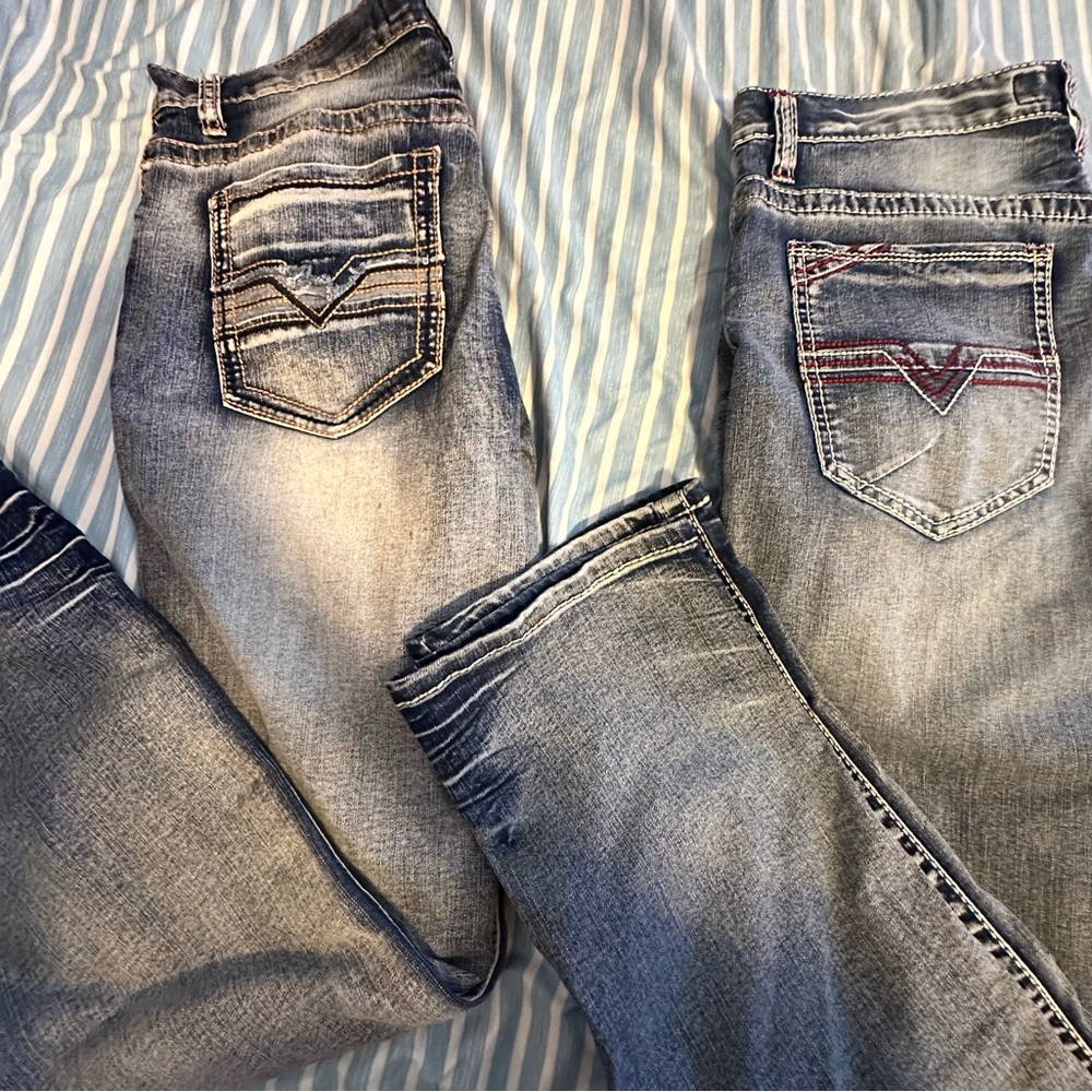 True Luck Men's Straight Jeans - both light blue jeans and different sizes